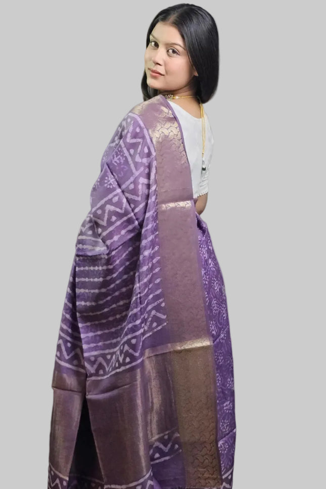 Lustrous Lavendar Russian Silk Saree