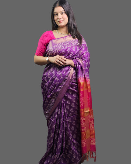 Royal Orchid Bafta Silk Saree