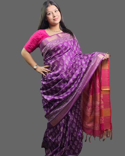 Royal Orchid Bafta Silk Saree