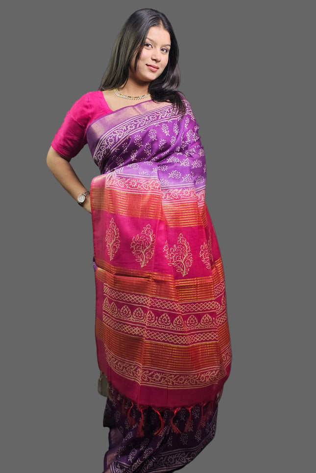 Royal Orchid Bafta Silk Saree