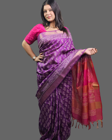 Royal Orchid Bafta Silk Saree