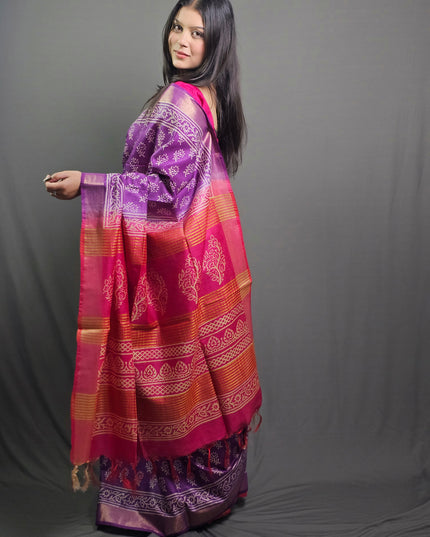 Royal Orchid Bafta Silk Saree