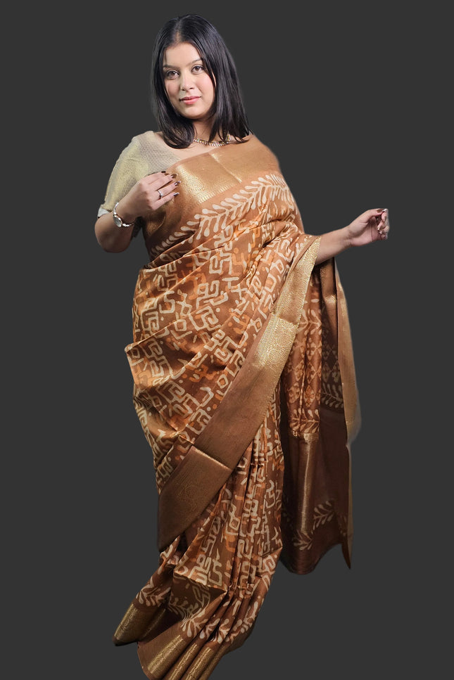 Honeyed Earth Russian Silk Saree