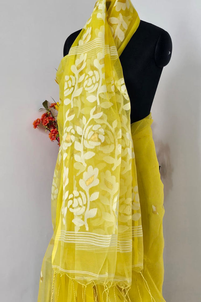 Haldi Phool Handwoven Jamdani Saree