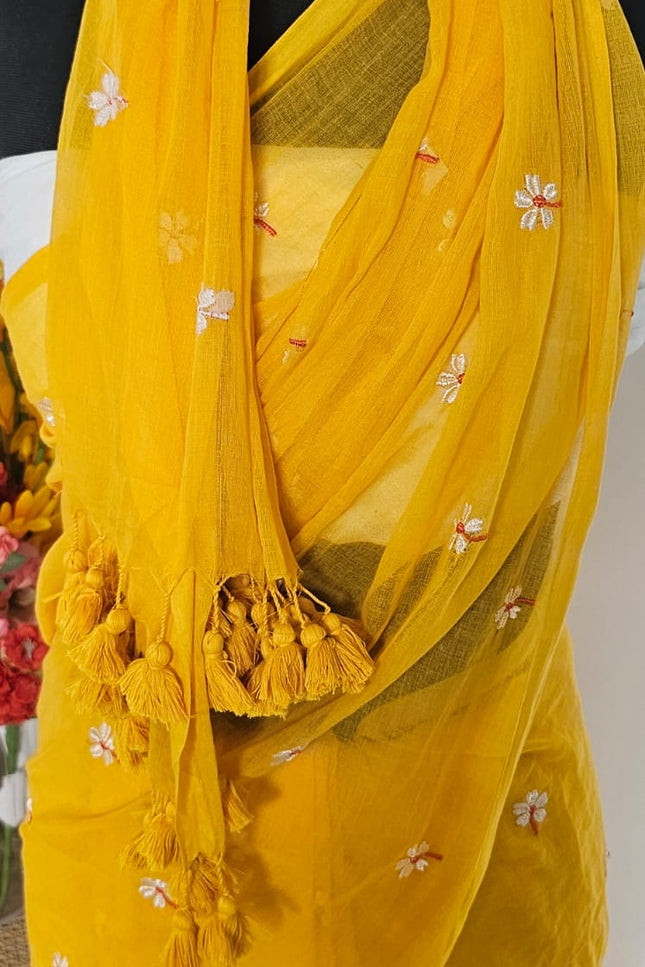 Sunshine Blossom Mul Cotton Saree