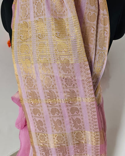 PadmaRoop Handwoven Pink Zari Saree