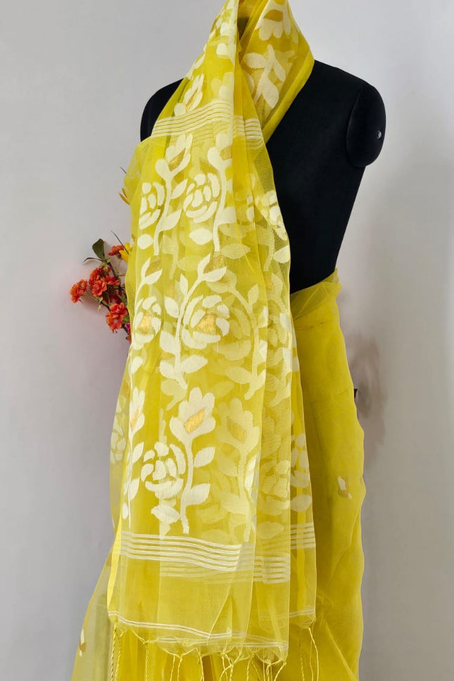 Haldi Phool Handwoven Jamdani Saree