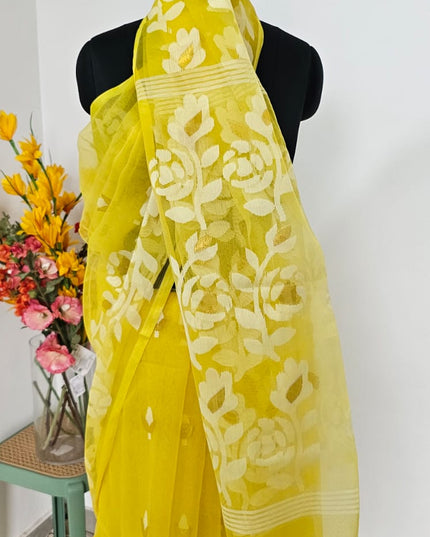 Haldi Phool Handwoven Jamdani Saree