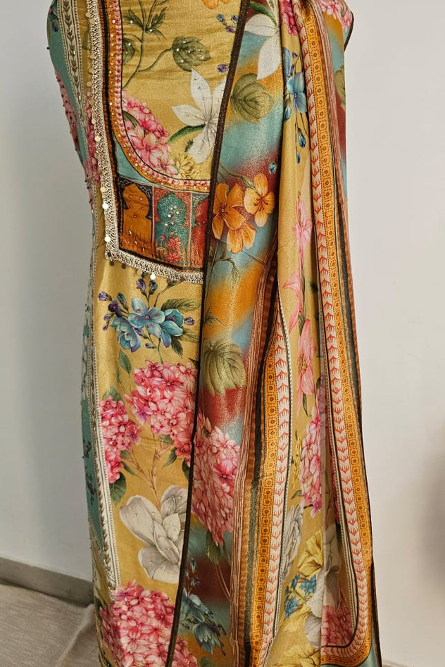 Vibrant Yellow Floral Salwar Suit