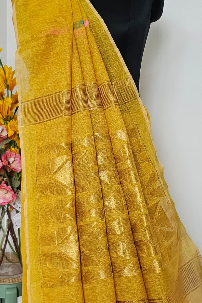 Suvarnika Linen Jamdani Saree