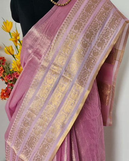 PadmaRoop Handwoven Pink Zari Saree