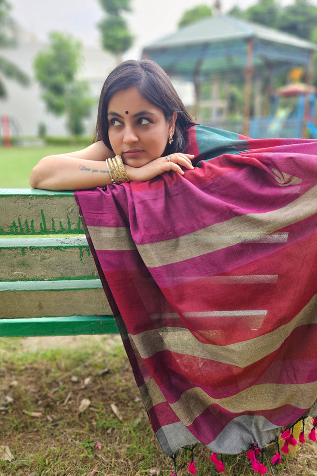 Multi Color Khadi Cotton Saree