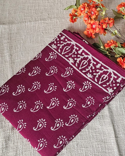 Red Mul Cotton Saree with blouse