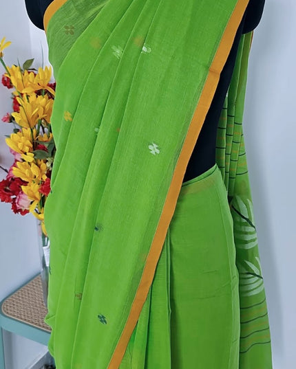 Kesar Tulsi Jamdani Hanwoven Saree