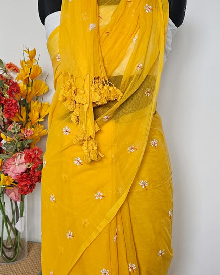 Sunshine Blossom Mul Cotton Saree