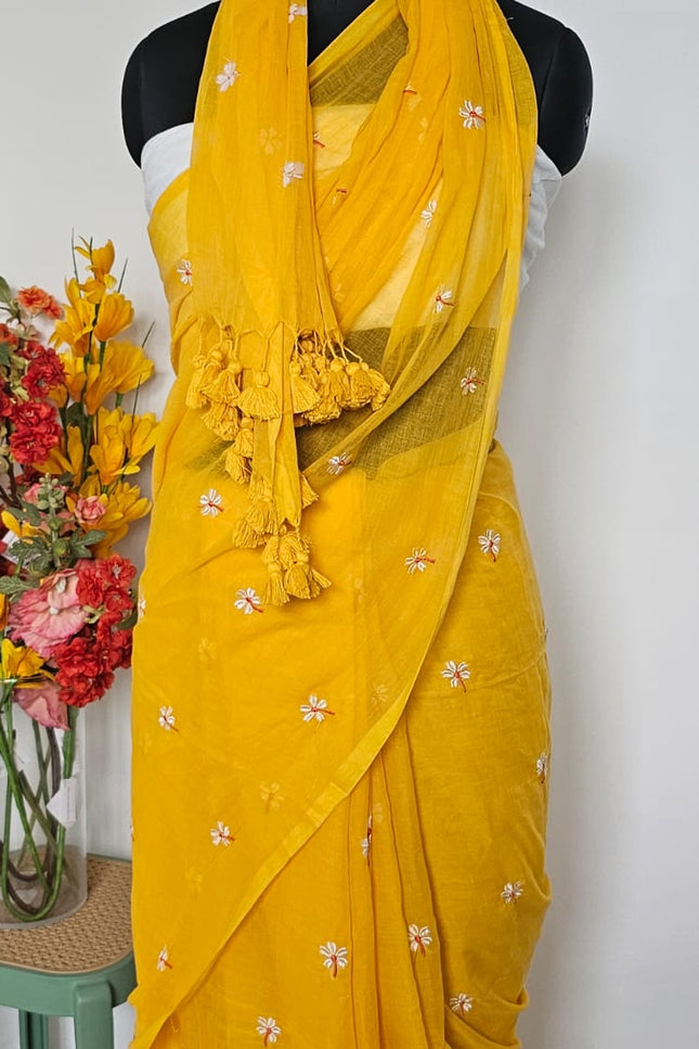 Sunshine Blossom Mul Cotton Saree