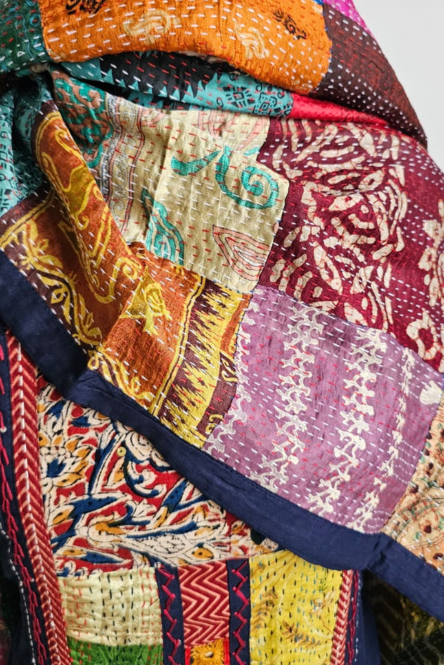 Navy Blue Kantha Work Salwar Suit with Dupatta