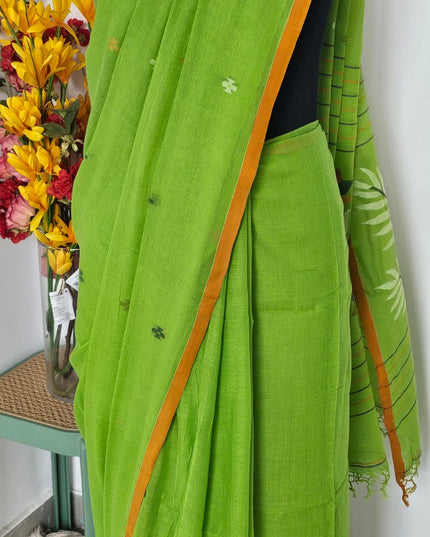 Kesar Tulsi Jamdani Hanwoven Saree
