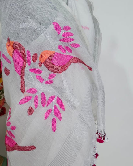 Malhar Varnika Pakshi Linen Saree