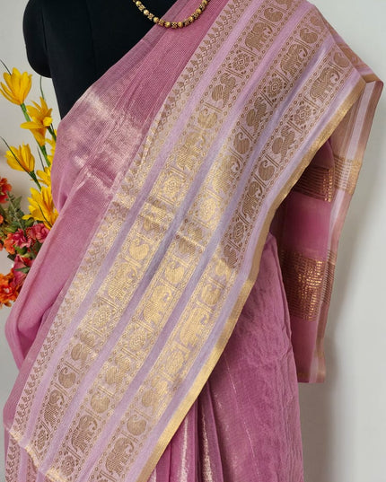 PadmaRoop Handwoven Pink Zari Saree