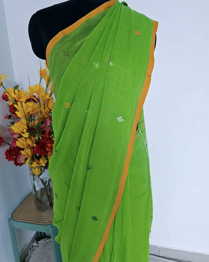Kesar Tulsi Jamdani Hanwoven Saree
