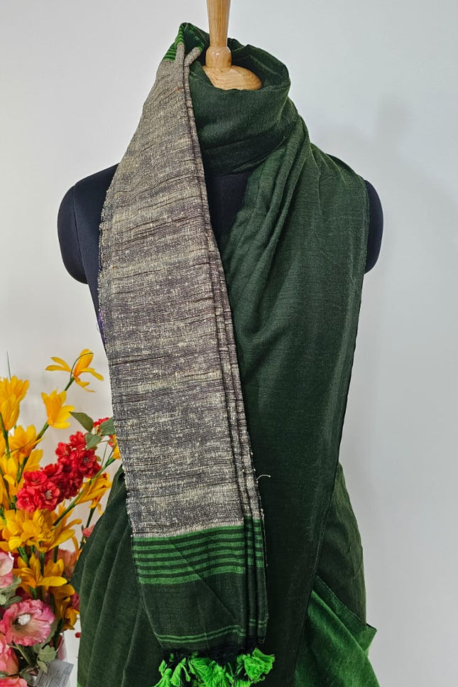 Graceful Green Khadi Cotton Saree