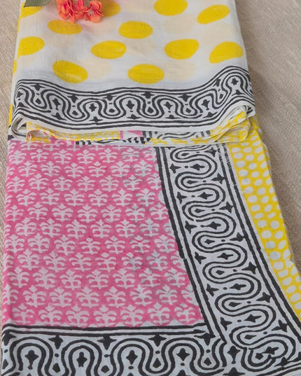 Mul Cotton Saree Sunshine Polka