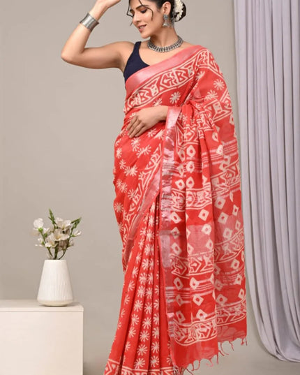 Linen Saree with running blouse