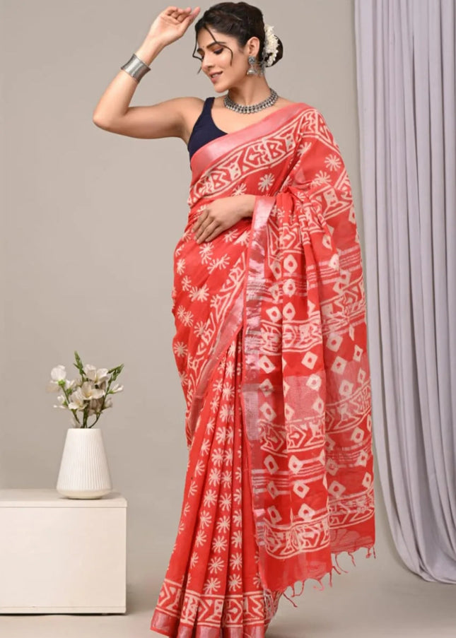 Linen Saree with running blouse