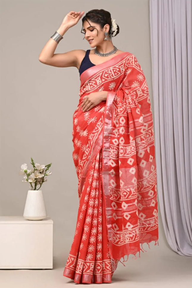 Linen Saree with running blouse