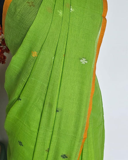 Kesar Tulsi Jamdani Hanwoven Saree