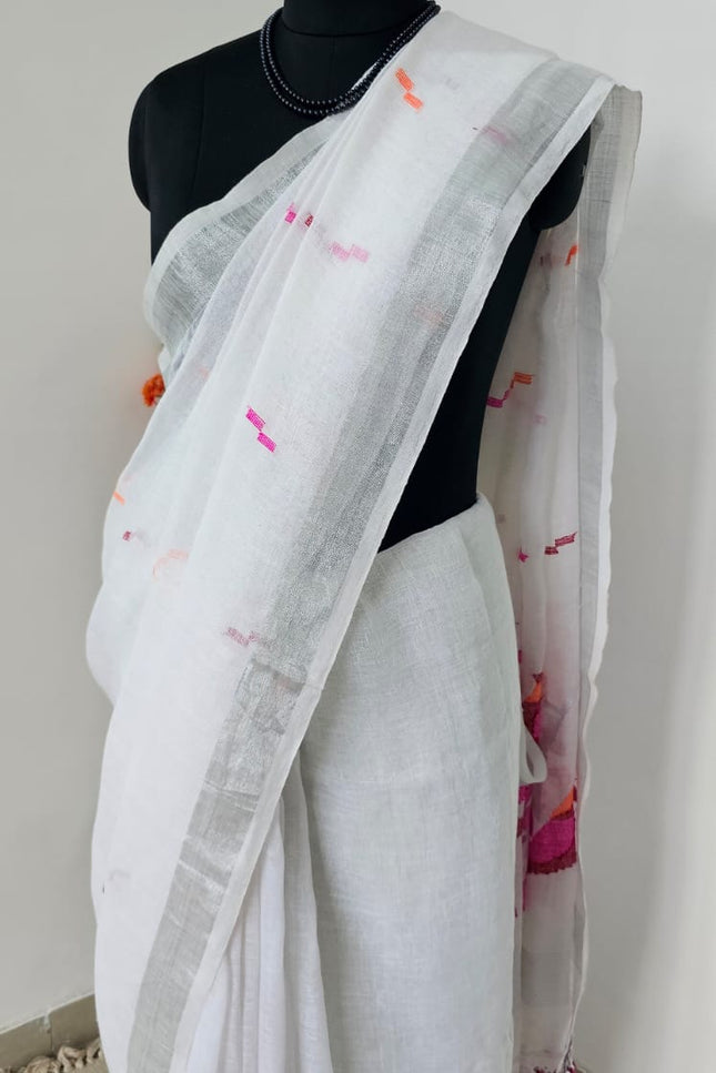 Malhar Varnika Pakshi Linen Saree