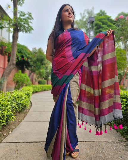 Multi Color Khadi Cotton Saree