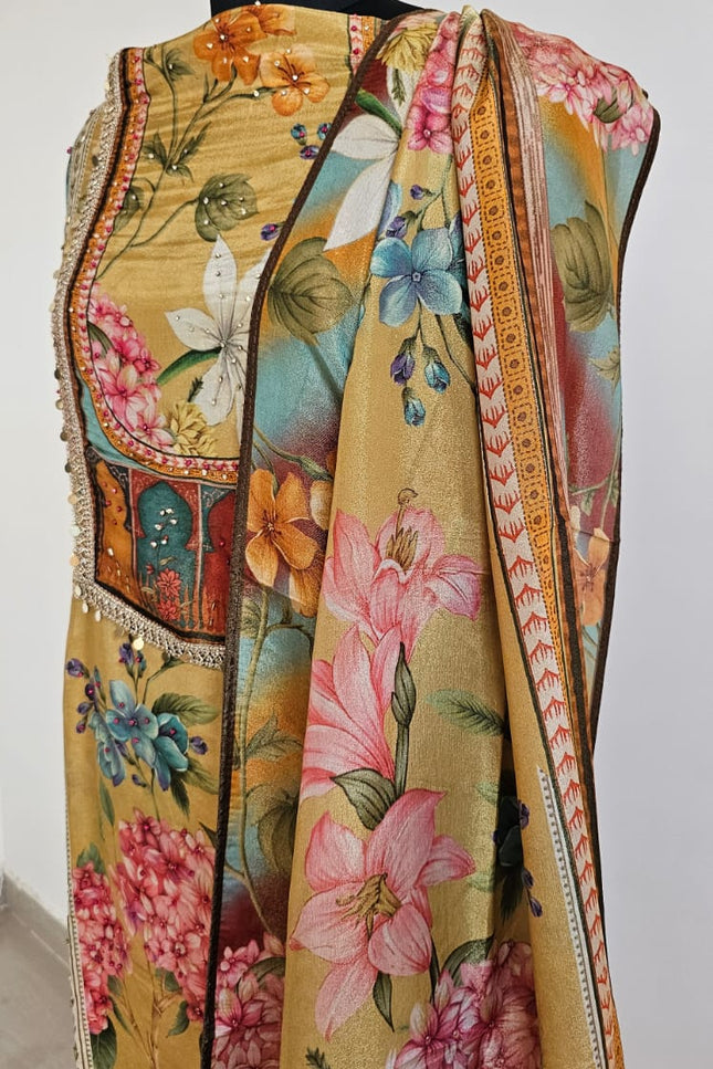 Vibrant Yellow Floral Salwar Suit