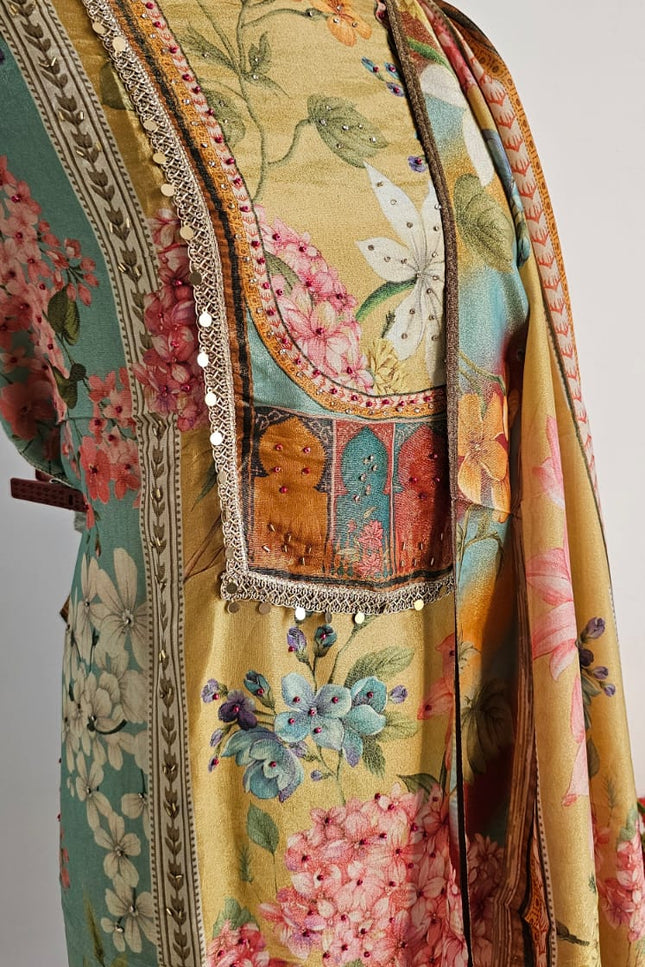 Vibrant Yellow Floral Salwar Suit