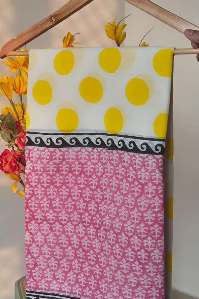 Mul Cotton Saree Sunshine Polka