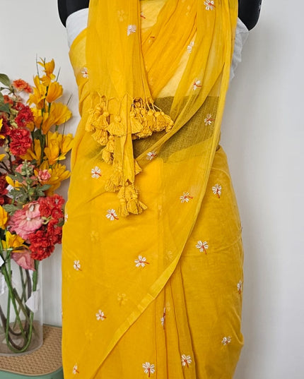 Sunshine Blossom Mul Cotton Saree