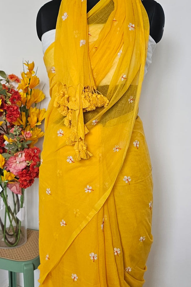 Sunshine Blossom Mul Cotton Saree