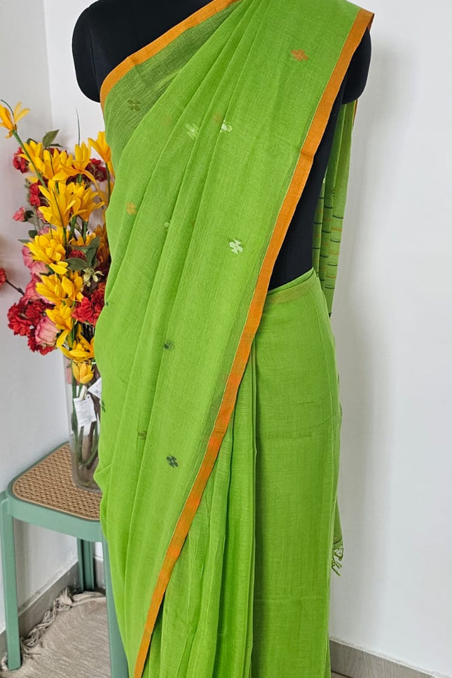 Kesar Tulsi Jamdani Hanwoven Saree