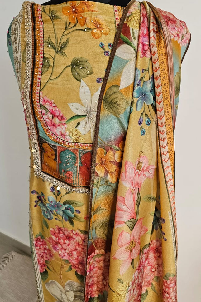 Vibrant Yellow Floral Salwar Suit