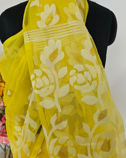 Haldi Phool Handwoven Jamdani Saree