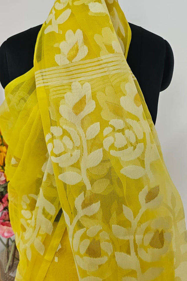 Haldi Phool Handwoven Jamdani Saree