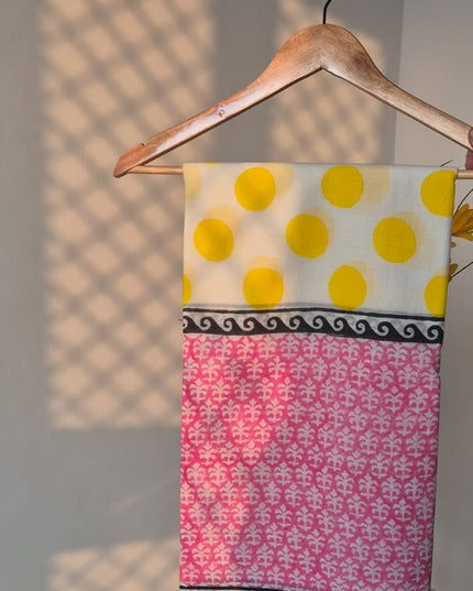 Mul Cotton Saree Sunshine Polka