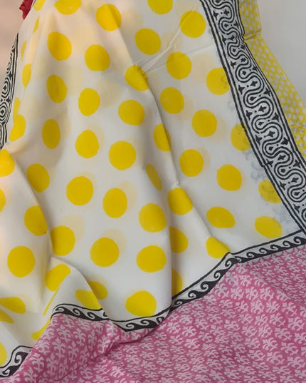 Mul Cotton Saree Sunshine Polka