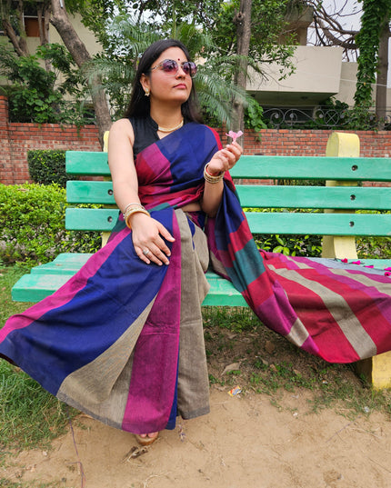 Multi Color Khadi Cotton Saree