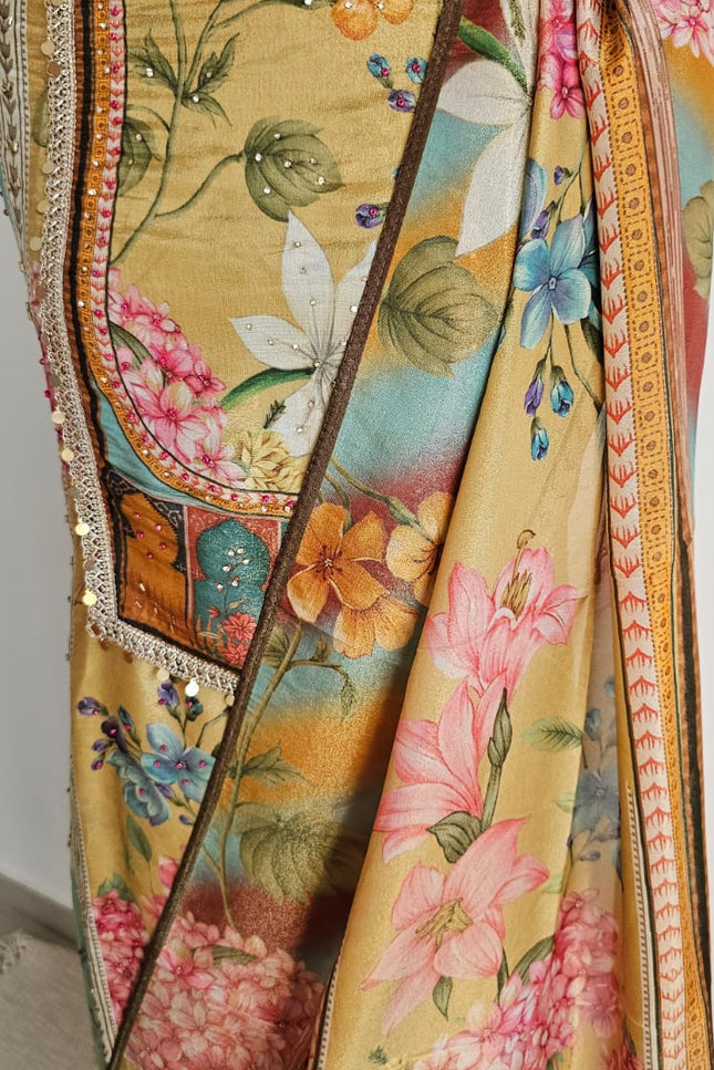 Vibrant Yellow Floral Salwar Suit