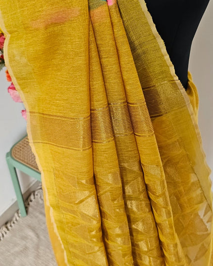 Suvarnika Linen Jamdani Saree