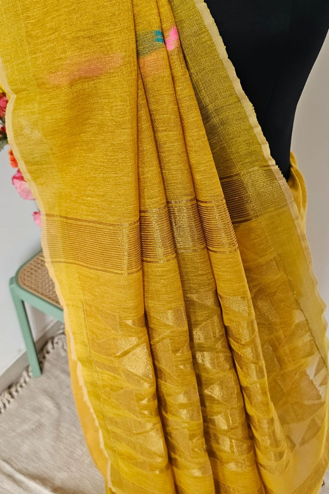 Suvarnika Linen Jamdani Saree