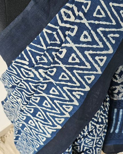 Neel Veena Handblock Mul Cotton Saree