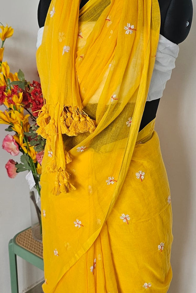 Sunshine Blossom Mul Cotton Saree